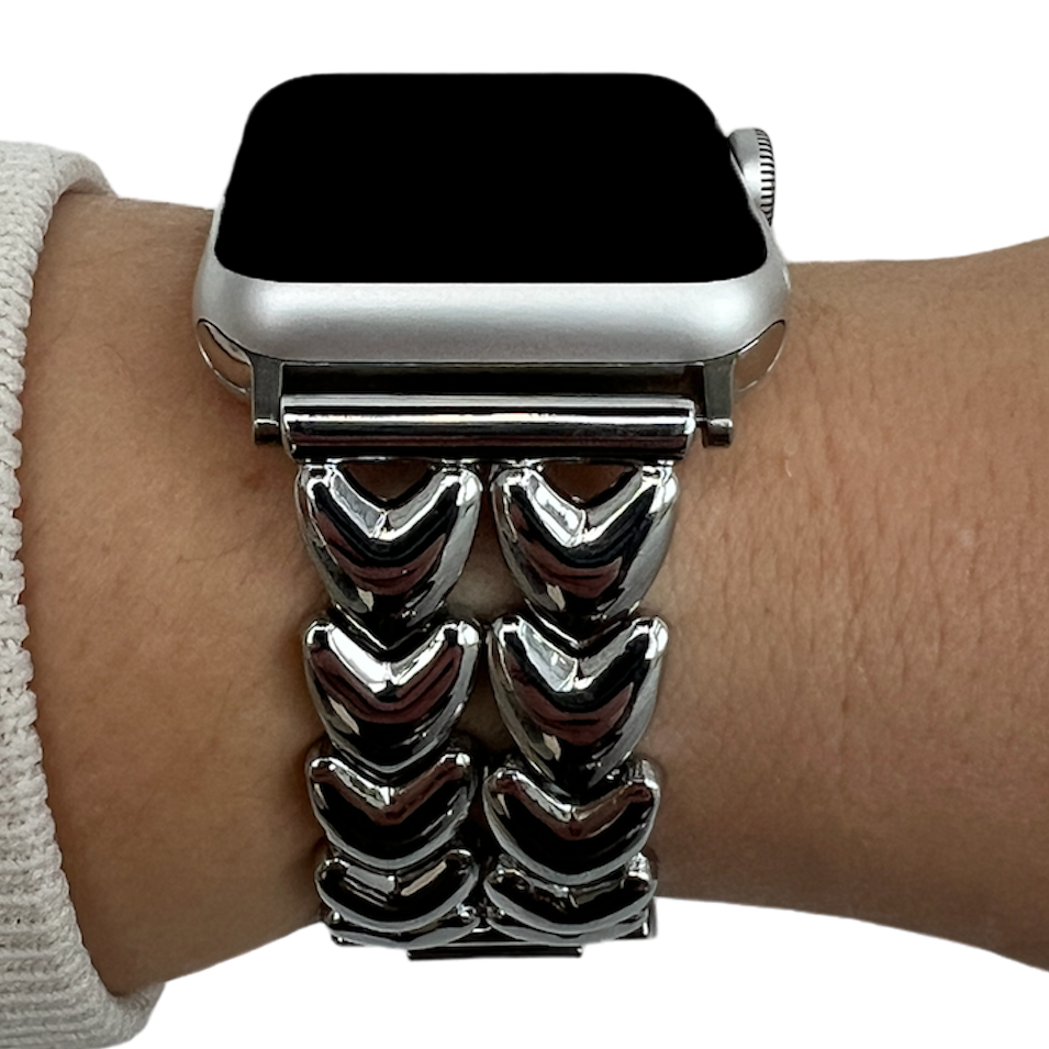 Apple Watch stalen schakel bandje hart zilver 123watches